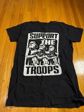 Star Wars Stormtrooper Support Our Troops Tee Medium Black Shirt